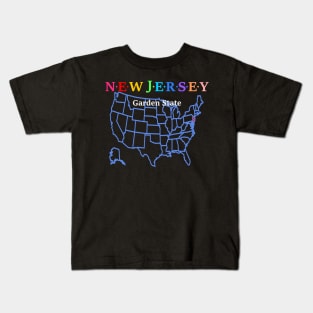 New Jersey, USA. Garden State. With Map. Kids T-Shirt